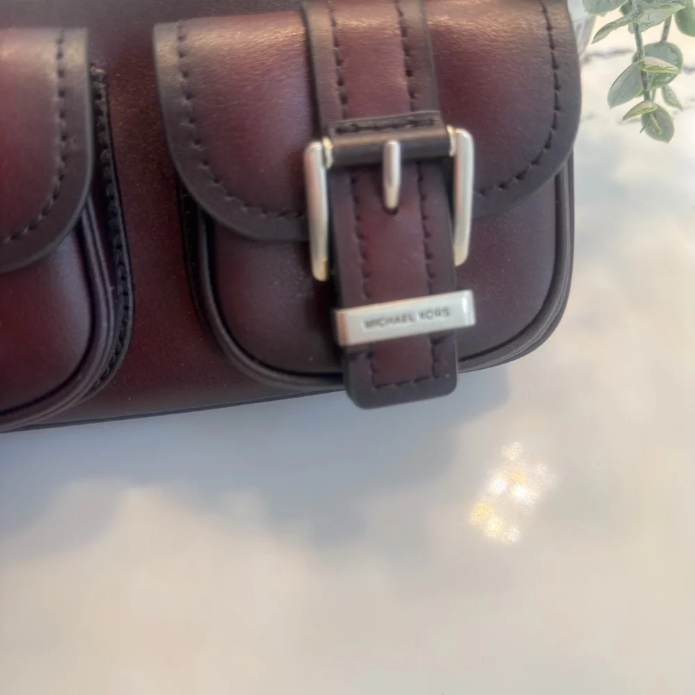 Michael Kors Burgundy Leather Women's Bag - Picture 16 of 16